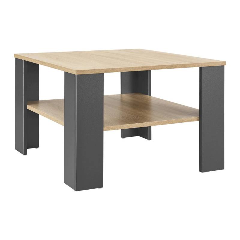 Juskys Couchtisch 60 x 60 x 40 cm mit Ablage Dunkelgrau Holzoptik von Juskys