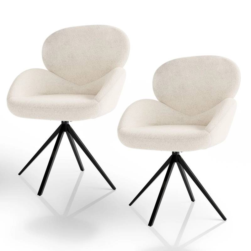 Juskys Drehstuhl Albano Bouclé Creme 2er Set von Juskys