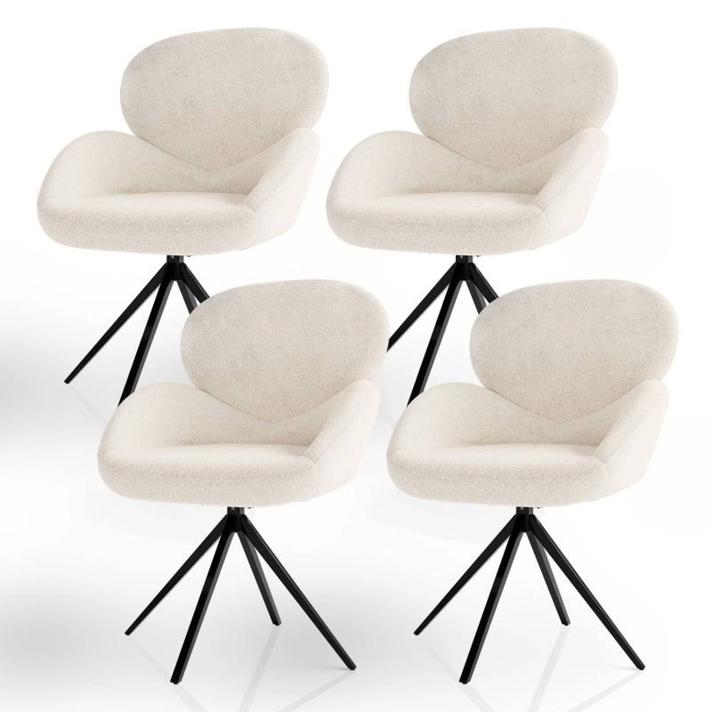 Juskys Drehstuhl Albano Bouclé Creme 4er Set von Juskys
