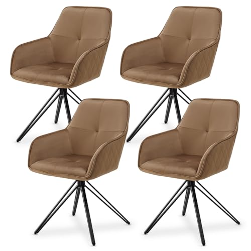 Juskys Drehstuhl Clyde mit Armlehne 4er Set - Esszimmerstuhl modern mit Stoff Bezug - Polsterstuhl Esszimmer - 120 kg belastbar - Stuhl Samt Hellbraun Juskys Drehstuhl Clyde mit Armlehne 4er Set - Esszimmerstuhl modern mit Stoff Bezug - Polsterstuhl Esszimmer - 120 kg belastbar - Stuhl Samt Hellbraun von Juskys
