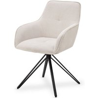 Juskys - Drehstuhl Clyde mit Armlehne - Stoff Bezug - Esszimmerstuhl modern - Polsterstuhl Esszimmer - 120 kg belastbar - Stuhl Cord Beige von Juskys