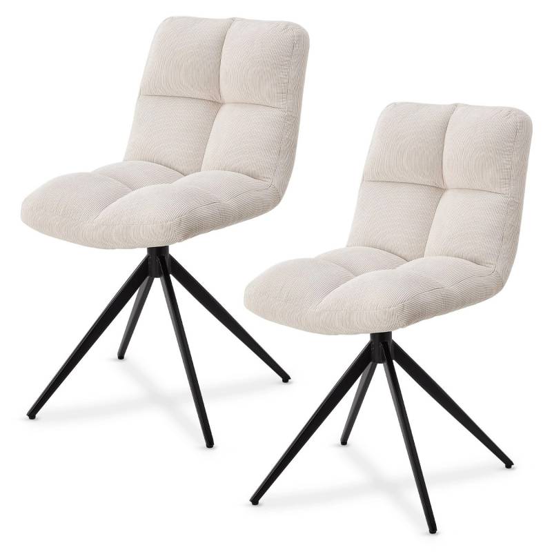 Juskys Drehstuhl Dallas 2er Set Cord Beige Juskys Drehstuhl Dallas 2er Set Cord Beige von Juskys