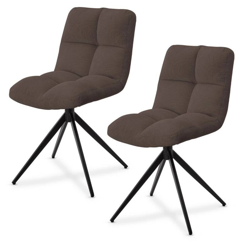 Juskys Drehstuhl Dallas 2er Set Cord Braun von Juskys