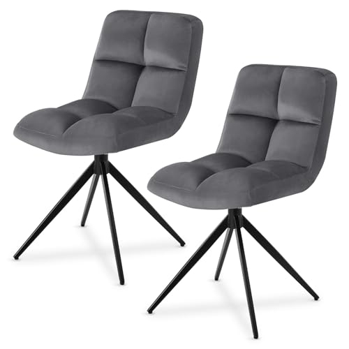 Juskys Drehstuhl Dallas 2er Set - Esszimmerstühle drehbar, Stoff Bezug - Stuhl bis 120 kg belastbar - Stühle Esszimmer, Esszimmerstuhl Samt Dunkelgrau Juskys Drehstuhl Dallas 2er Set - Esszimmerstühle drehbar, Stoff Bezug - Stuhl bis 120 kg belastbar - Stühle Esszimmer, Esszimmerstuhl Samt Dunkelgrau von Juskys