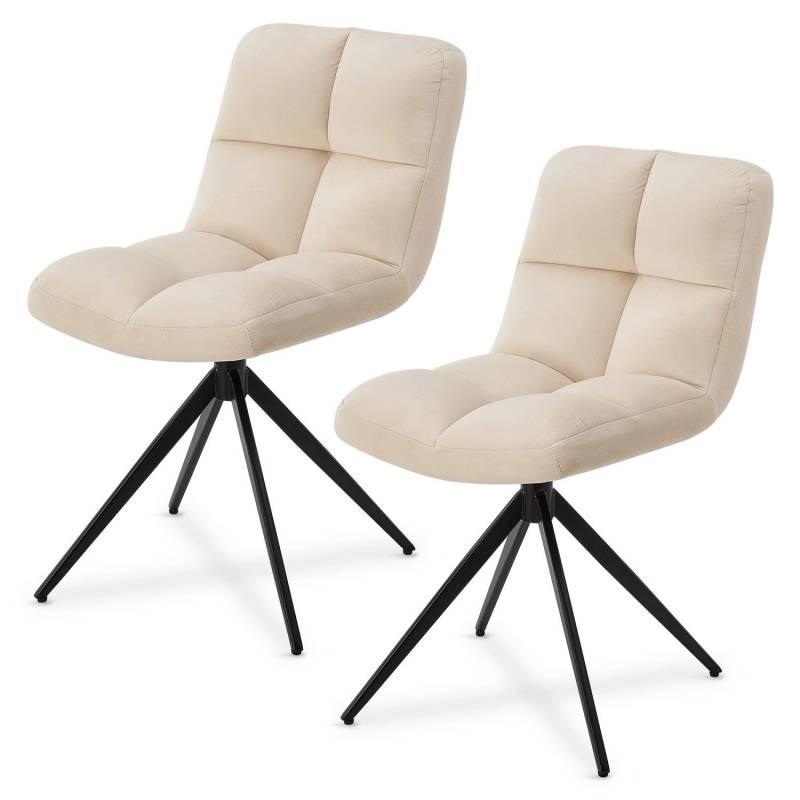 Juskys Drehstuhl Dallas 2er Set Samt Beige von Juskys
