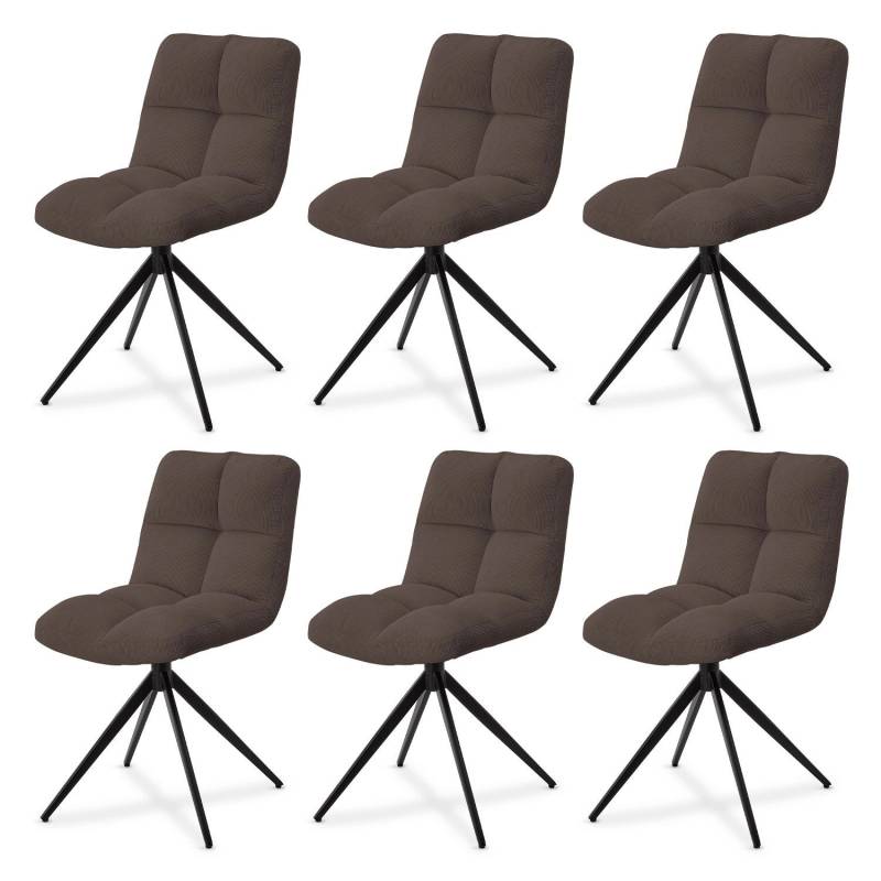 Juskys Drehstuhl Dallas 6er Set Cord Braun von Juskys