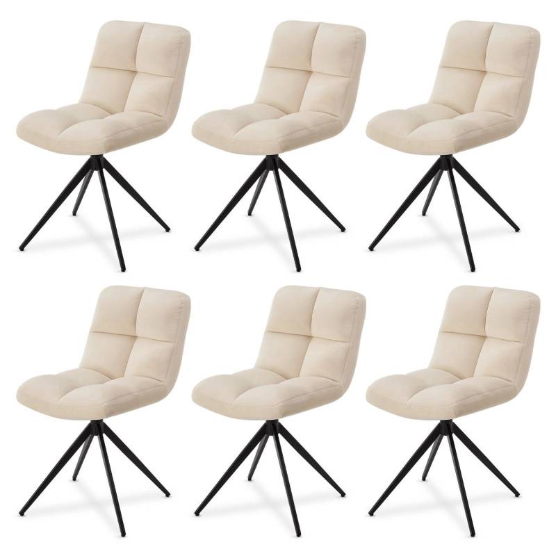Juskys Drehstuhl Dallas 6er Set Samt Beige von Juskys