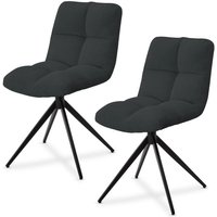 Juskys - Drehstuhl Dallas - Esszimmerstühle, drehbar, Cord Bezug, Stuhl 120 kg belastbar, Stühle, Esszimmer - Cord 2er Set Dunkelgrau von Juskys