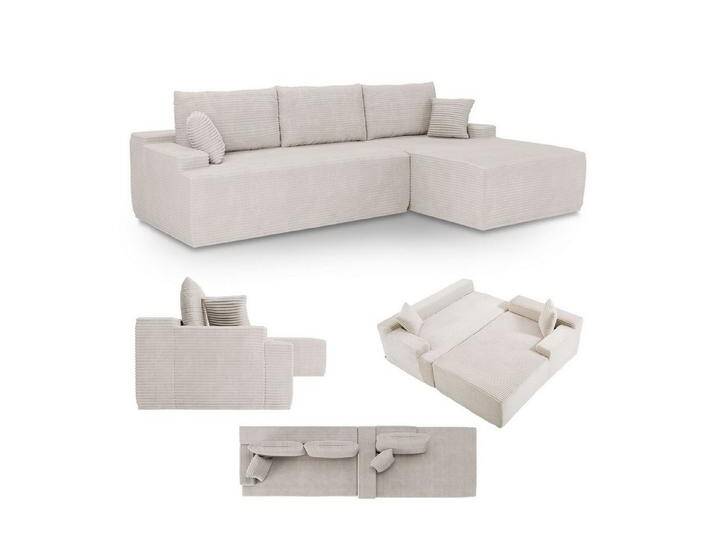 Juskys Ecksofa Coredo, Ecksofa, mit Rücken- & Dekokissen, Cordbezug, Modular platzierbar, beige, Ottomane rechts, Beige Juskys Ecksofa Coredo, Ecksofa, mit Rücken- & Dekokissen, Cordbezug, Modular platzierbar, beige, Ottomane rechts, Beige von Juskys