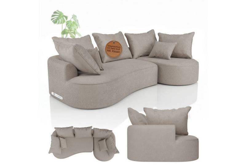 Juskys Ecksofa Tirano, 2 Teile, Entfaltet sich selbst, Rücken- & Dekokissen, bis 500 kg belastbar von Juskys