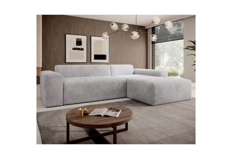 Juskys Ecksofa Vals, modern, L-Form, Stoff, bequem, samtig wie Cord, breiter Sitz von Juskys