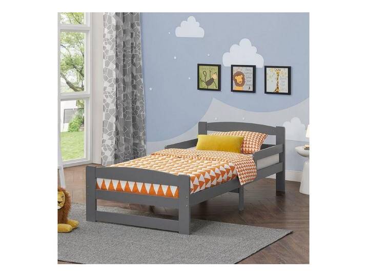 Juskys Einzelbett Arona (90x200 cm - Grau), für Jugendliche, modernes Design, Rausfallschutz, inkl. Lattenrost, grau von Juskys