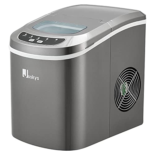 Juskys Eiswürfelmaschine IcyCube - 12 kg / 24 Std. — Eiswürfel in 7-13 min - Eiswürfelbereiter 100 Watt Icemaker klein 2,4 L Wassertank - grau von Juskys