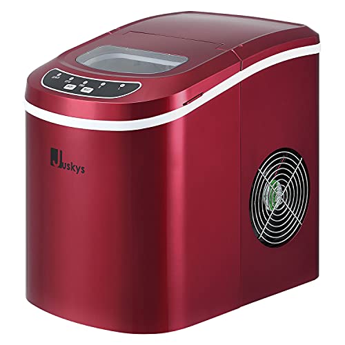 Juskys Eiswürfelmaschine IcyCube - 12 kg in 24 Std. - Eiswürfel in 7-13 min - Eiswürfelbereiter 100 Watt - Icemaker 2,4 Liter Wassertank — Rot von Juskys