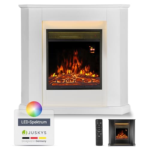 Juskys Elektrokamin 1000/2000 W mit Heizung, Kaminfeuer, Flammeneffekt, Fernbedienung, LED Beleuchtung & Timer - Elektrischer Kamin Eckkamin weiß Juskys Elektrokamin 1000/2000 W mit Heizung, Kaminfeuer, Flammeneffekt, Fernbedienung, LED Beleuchtung & Timer - Elektrischer Kamin Eckkamin weiß von Juskys