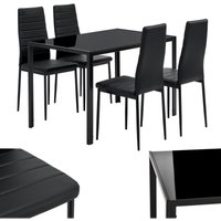 Juskys - Essgruppe Dalya - Set mit Esstisch & Stühlen für 4 Personen - Esszimmer 4 Stühle & Tisch - moderne Esszimmergarnitur in Schwarz von Juskys