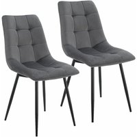 Juskys - Esszimmerstühle Blanca 2er Set - Samt Stühle gepolstert - Stuhl für Esszimmer, Küche & Wohnzimmer - modern, belastbar bis 120 kg Dunkelgrau von Juskys