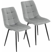 Juskys - Esszimmerstühle Blanca 2er Set - Samt Stühle gepolstert - Stuhl für Esszimmer, Küche & Wohnzimmer - modern, belastbar bis 120 kg Hellgrau von Juskys