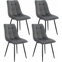 Esszimmerstühle Blanca 4er Set - Samt Stühle gepolstert - Stuhl für Esszimmer, Küche & Wohnzimmer - modern, belastbar bis 120 kg Dunkelgrau - Juskys von Juskys