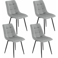 Esszimmerstühle Blanca 4er Set - Samt Stühle gepolstert - Stuhl für Esszimmer, Küche & Wohnzimmer - modern, belastbar bis 120 kg Hellgrau - Juskys von Juskys