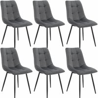 Esszimmerstühle Blanca 6er Set - Samt Stühle gepolstert - Stuhl für Esszimmer, Küche & Wohnzimmer - modern, belastbar bis 120 kg Dunkelgrau - Juskys von Juskys