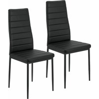 Juskys - Esszimmerstühle Loja Stühle 2er Set Esszimmerstuhl - Küchenstühle mit Kunstleder Bezug - hohe Lehne stabiles Gestell - Stuhl in Schwarz von Juskys