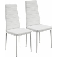 Juskys - Esszimmerstühle Loja Stühle 2er Set Esszimmerstuhl - Küchenstühle mit Kunstleder Bezug - hohe Lehne stabiles Gestell - Stuhl in Weiß von Juskys