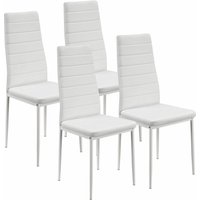 Juskys - Esszimmerstühle Loja Stühle 4er Set Esszimmerstuhl - Küchenstühle mit Kunstleder Bezug - hohe Lehne stabiles Gestell - Stuhl in Weiß von Juskys