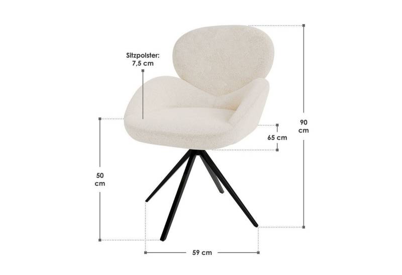 Juskys Esszimmerstuhl Albano (4 St), 360° drehbar, verstellbare Füße, einfache Montage, modernes Design von Juskys
