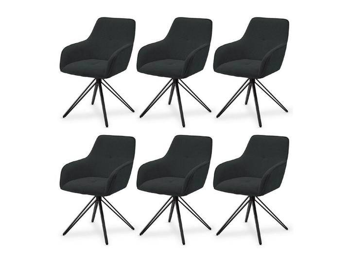Juskys Esszimmerstuhl Clyde (6 St), 6er Set, Stoff Bezug, gesteppte Polsterung, bis 120 kg belastbar, grau von Juskys