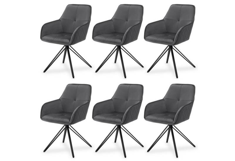 Juskys Esszimmerstuhl Clyde (6 St), 6er Set, Stoff Bezug, gesteppte Polsterung, bis 120 kg belastbar von Juskys
