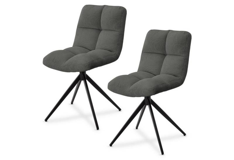 Juskys Esszimmerstuhl Dallas (2 St), 2er Set, Cord weich & bequem, Stuhl gepolstert, modern im Esszimmer von Juskys