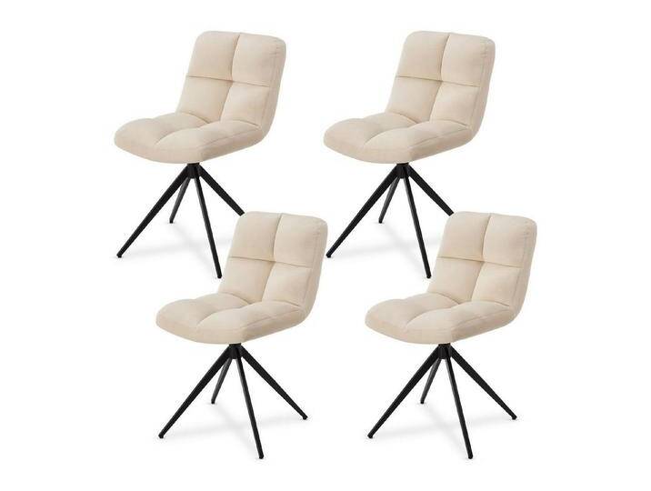 Juskys Esszimmerstuhl Dallas (4 St), 4er Set, Stoff weich & bequem, Stuhl gepolstert, modern im Esszimmer, beige, Samt, 4 St., Beige von Juskys