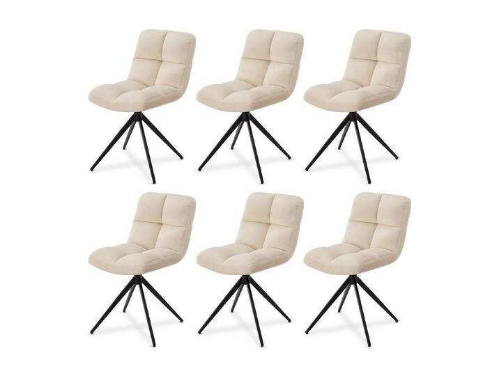 Juskys Esszimmerstuhl Dallas (6 St), 4er Set, Stoff weich & bequem, Stuhl gepolstert, modern im Esszimmer, beige, Samt, 6 St., Beige von Juskys