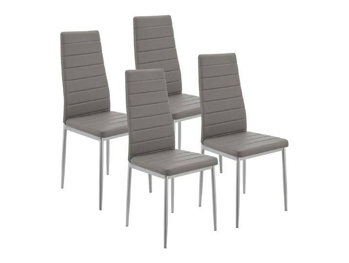Juskys Esszimmerstuhl Loja (4 St), modern und bequem, pflegeleicht, bis 120 kg belastbar, grau, 4 St., Grau von Juskys