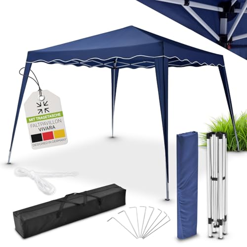 Juskys Faltpavillon Vivara 3x3 m - Pop-up Pavillon höhenverstellbar, UV50+ & wasserabweisend - Gartenzelt mit Tasche - Partyzelt für Garten - Blau von Juskys