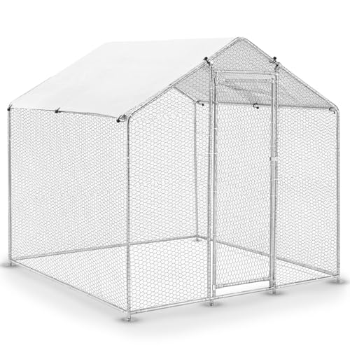 Juskys Freilaufgehege 2x2x2m - Hühnerstall aus Metall begehbar mit 4 m² Lauffläche, Tür & Riegel - Freigehege für Hühner, Kleintiere & Pflanzen von Juskys