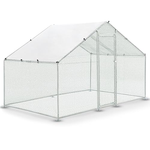 Juskys Freilaufgehege 3x2x2m - Hühnerstall aus Metall begehbar mit 6 m² Lauffläche, Tür & Riegel - Freigehege für Hühner, Kleintiere & Pflanzen von Juskys