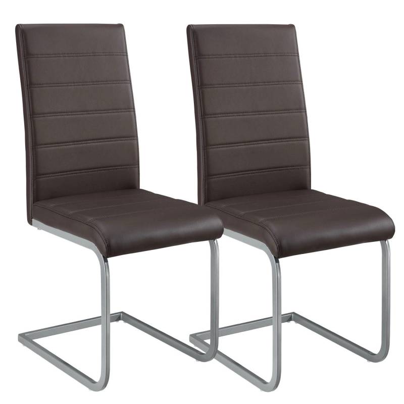 Juskys Freischwinger Stuhl Vegas 2er Set aus Kunstleder Braun von Juskys
