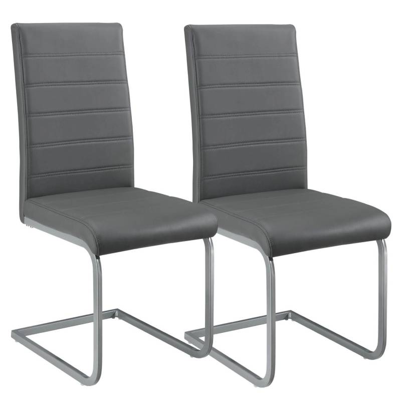 Juskys Freischwinger Stuhl Vegas 2er Set aus Kunstleder Grau von Juskys