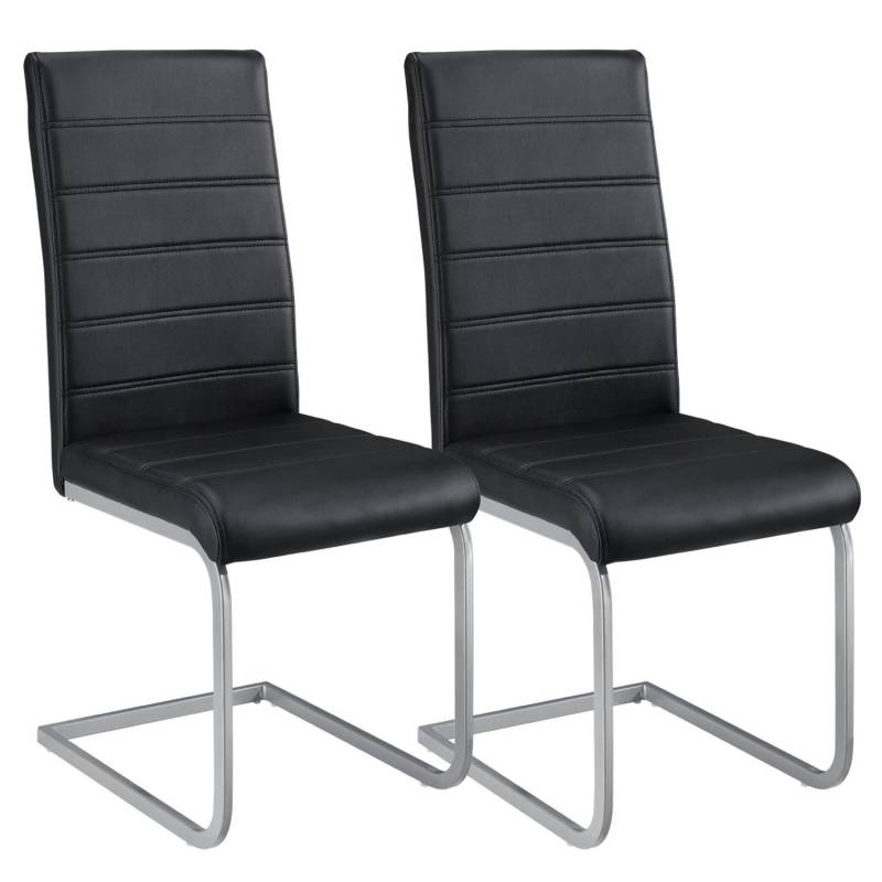 Juskys Freischwinger Stuhl Vegas 2er Set aus Kunstleder Schwarz von Juskys