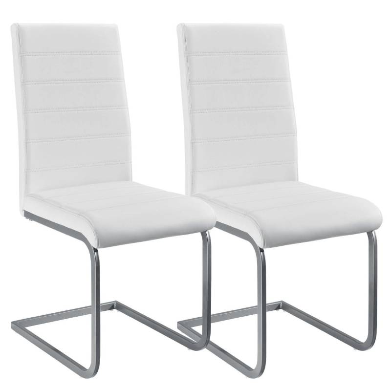 Juskys Freischwinger Stuhl Vegas 2er Set aus Kunstleder Weiß von Juskys