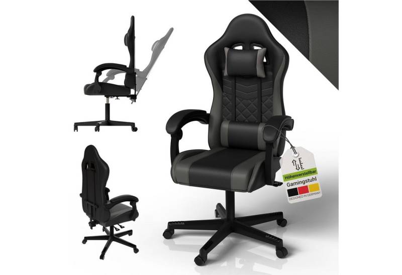 Juskys Gaming-Stuhl HyperSeat, Verstellbare Rückenlehne, robuste Konstruktion, höhenverstellbar von Juskys