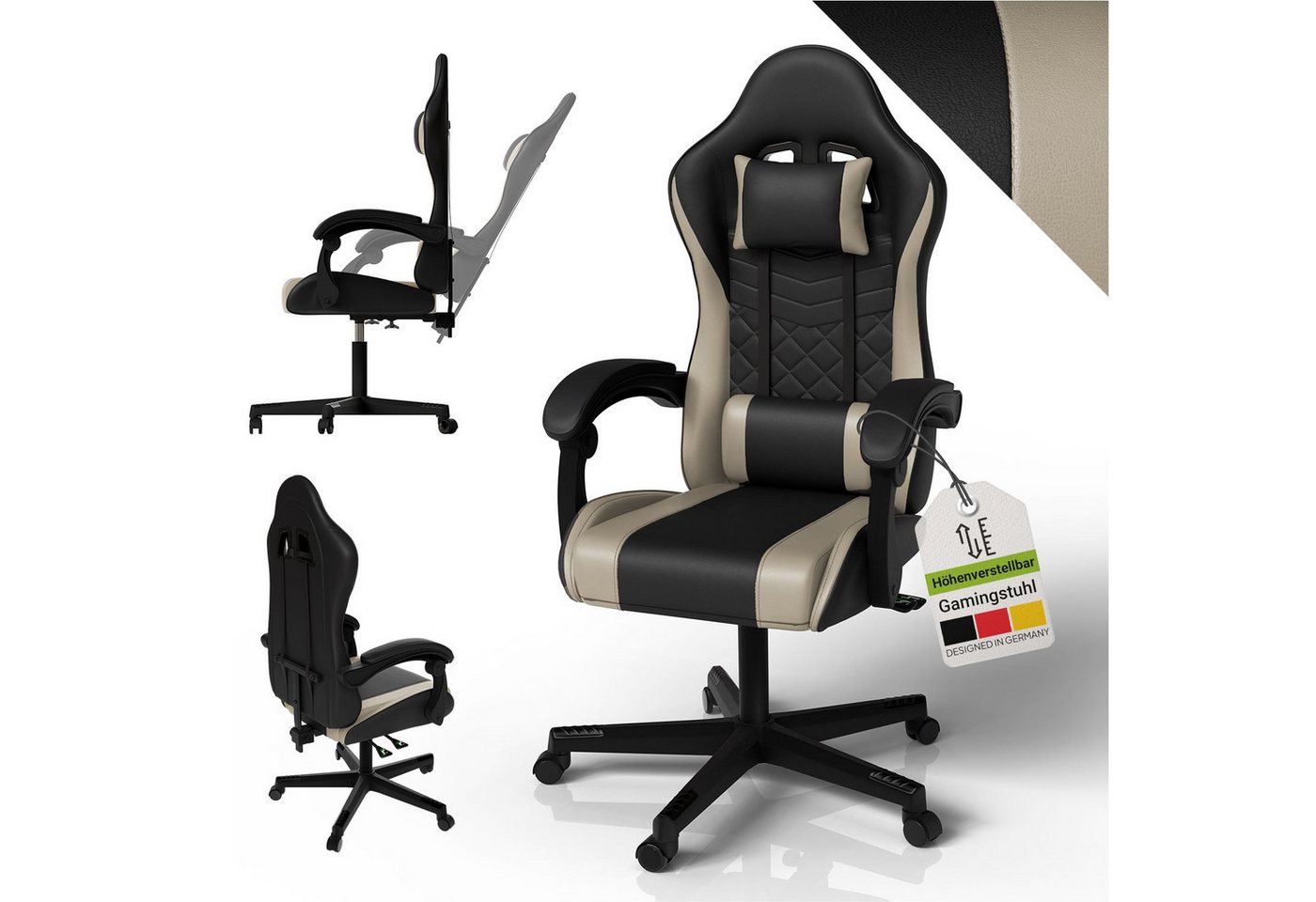 Juskys Gaming-Stuhl HyperSeat, Verstellbare Rückenlehne, robuste Konstruktion, höhenverstellbar Juskys Gaming-Stuhl HyperSeat, Verstellbare Rückenlehne, robuste Konstruktion, höhenverstellbar von Juskys