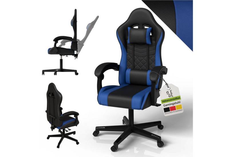 Juskys Gaming-Stuhl HyperSeat, Verstellbare Rückenlehne, robuste Konstruktion, höhenverstellbar von Juskys