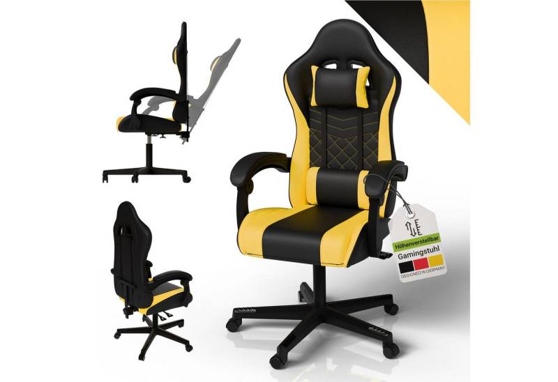 Juskys Gaming-Stuhl HyperSeat, Verstellbare Rückenlehne, robuste Konstruktion, höhenverstellbar von Juskys