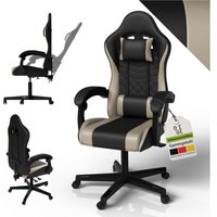 Juskys Gamingstuhl HyperSeat, höhenverstellbar, drehbarer Bürostuhl, ergonomisch, verstellbare Rückenlehne, PVC-Kunstleder, belastbar 120 kg – von Juskys