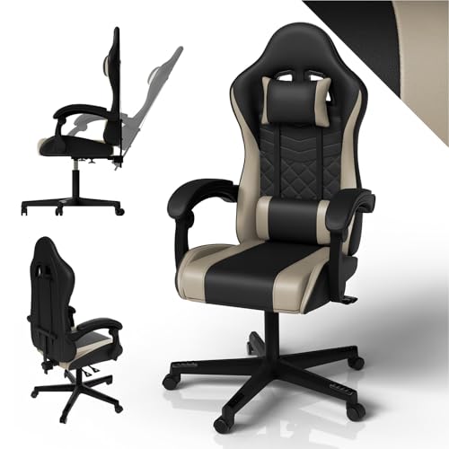Juskys Gamingstuhl HyperSeat – Höhenverstellbar, verstellbare Rückenlehne & gepolsterte Armlehnen, Kunstleder, ergonomisch & belastbar – Schwarz/beige Juskys Gamingstuhl HyperSeat – Höhenverstellbar, verstellbare Rückenlehne & gepolsterte Armlehnen, Kunstleder, ergonomisch & belastbar – Schwarz/beige von Juskys
