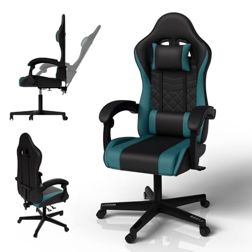 Juskys Gamingstuhl HyperSeat – Höhenverstellbar, verstellbare Rückenlehne & gepolsterte Armlehnen, Kunstleder, ergonomisch & belastbar – Schwarz/türkis Juskys Gamingstuhl HyperSeat – Höhenverstellbar, verstellbare Rückenlehne & gepolsterte Armlehnen, Kunstleder, ergonomisch & belastbar – Schwarz/türkis von Juskys