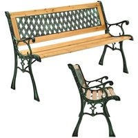 Gartenbank Pisa – 2-Sitzer Holzbank mit Armlehnen & Rückenlehne – wetterfeste Sitzbank 122x54x73 cm - Seitenelemente aus Gusseisen - Juskys von Juskys